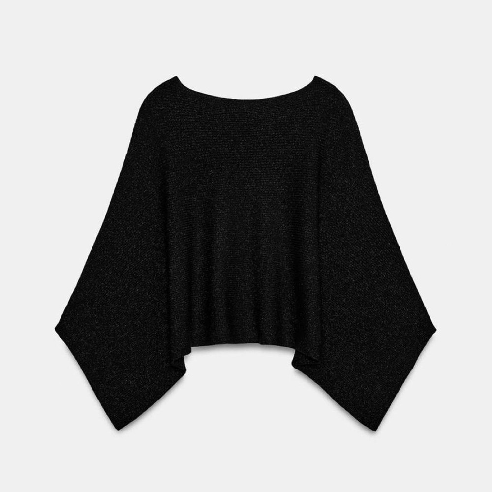 NWT Zara short knit cape jumper black glittery bat wing poncho top y2k - Picture 2 of 6